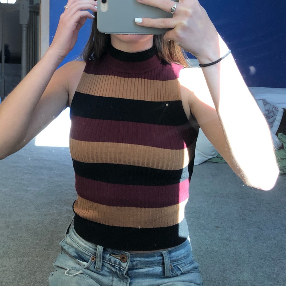 Knit high neck tank top